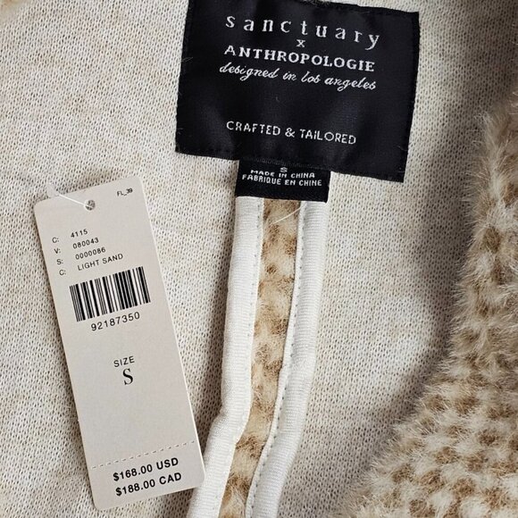 Anthropologie x Sanctuary Hometown Fuzzy Knit Coat, Light Sand, Button Up,Size S - Picture 4 of 8